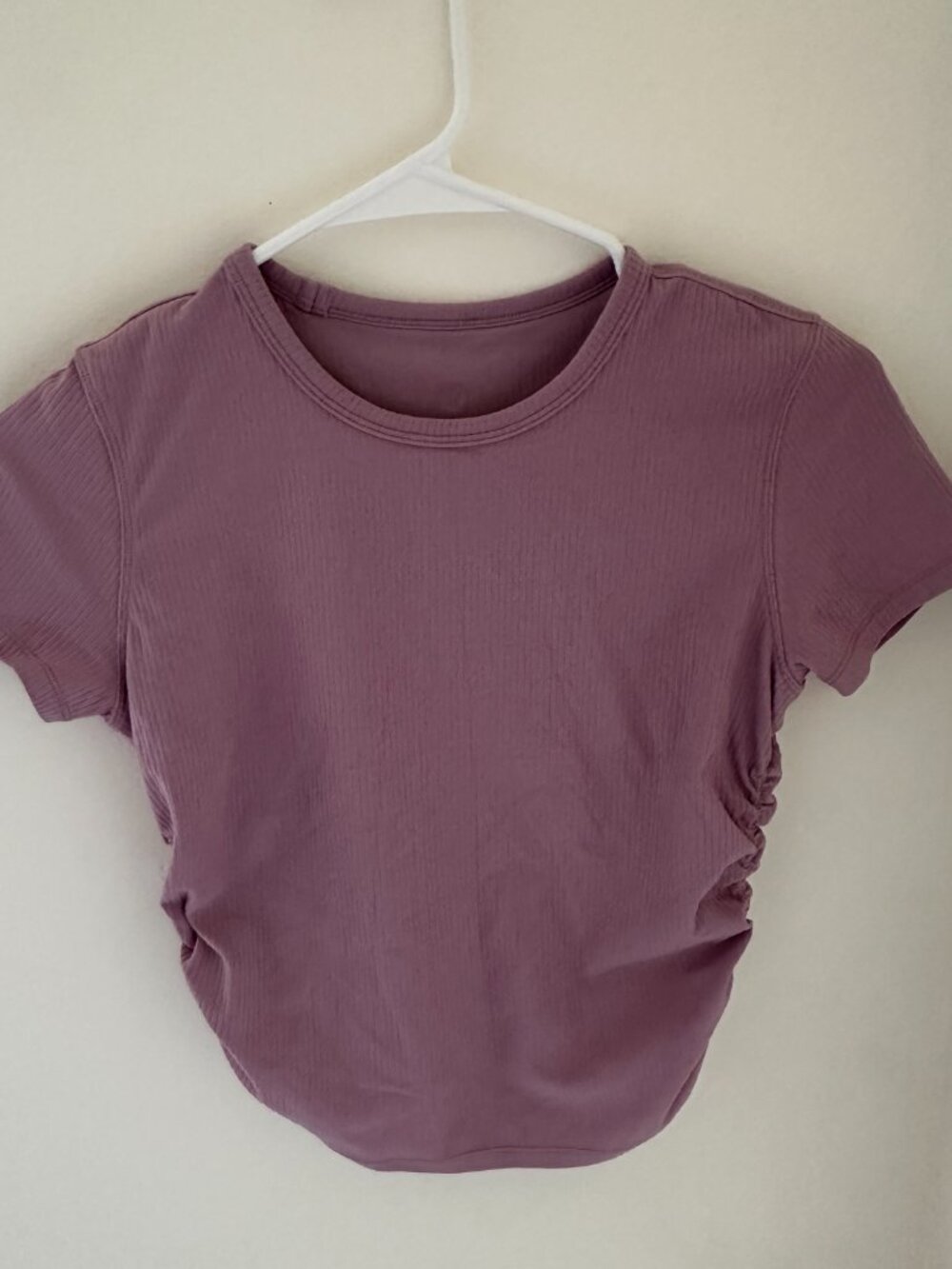 Lululemon All It Takes Purple Pink Cropped Tee Size 4- Like NEW